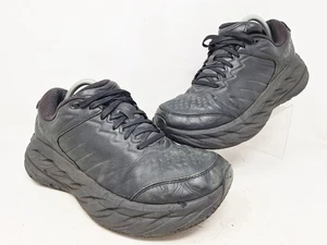 Hoka Mens Bondi SR Wide Triple Black Leather Slip Resistant Comfort Size 9.5 2E - Picture 1 of 9