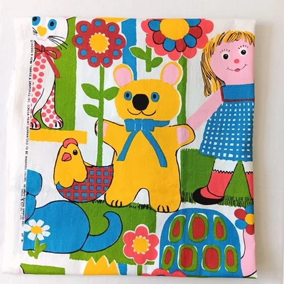 Vintage 1970s House 'N Home Colorful Toys Home Decor Cotton Fabric 1yd x 44" - Image 1 of 4