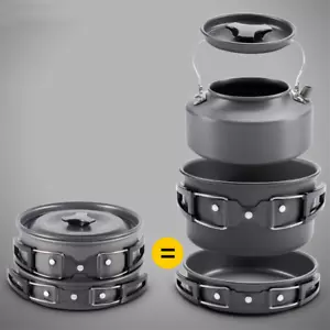 3 Pcs Portable Outdoor Picnic Camping Cooking Pots Bowl Cookware Set Lightweight - Picture 1 of 7