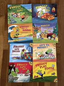 8 Froggy Books /Jonathan London/Camp/Hawaii/Dressed/Soccer/Band/Bed/Eats/Lets Go - Picture 1 of 3