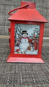 Snowman Christmas Lantern Light LED with 6 Hour Timer Battery Operated - Picture 1 of 11
