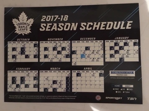 2017-18 TORONTO MAPLE LEAFS  NHL HOCKEY MAGNET MAGNETIC SCHEDULE Cover