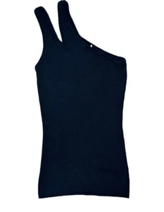 Autumn Cashmere NWT Navy Blue Rib Knit Slash One Shoulder Tank Top Blouse XS NEW - Picture 1 of 3