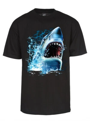 Camiseta personalizada Great White Shark Bite para hombre - negra Foto 1 de 2