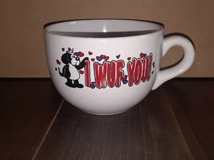 I Wuf You Large Coffee Soup Mug Cup Valentine's Gift Fillable Pet Parent - Picture 1 of 12