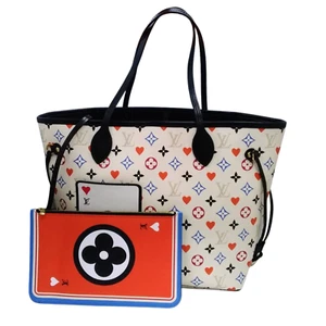 LOUIS VUITTON Monogram Game Neverfull MM Tote Bag Shoulder White W/Box Auth - Picture 1 of 8