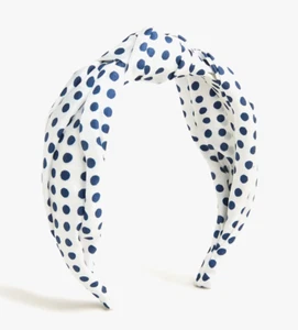 NWT $39 J.Crew Women's Polka Dot Knot Headband White Dark Evening Navy SOLD OUT - Picture 1 of 2