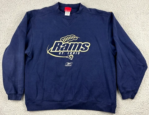 Vintage St. Louis Rams Sweater Size Large NFL Crewneck Sweatshirt Reebok Cover