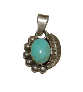 Mexico 925 Sterling Silver Turquoise Charm Pendant - Picture 1 of 5