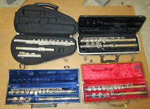 4 Vintage Flute Artley Yamaha Borg & Selmer Bundy !Good Fixeruppers!