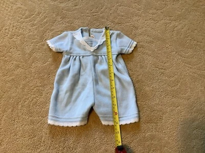 Vintage Petit Bateau - Pale Blue One Piece Shorts Outfit 3mos - Image 1 of 2