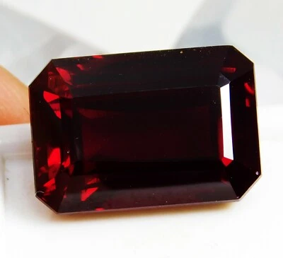 19 Ct Natural Emerald Cut AAA+++ Mozambique Red Dark Ruby Loose Gemstone ! - Image 1 of 3