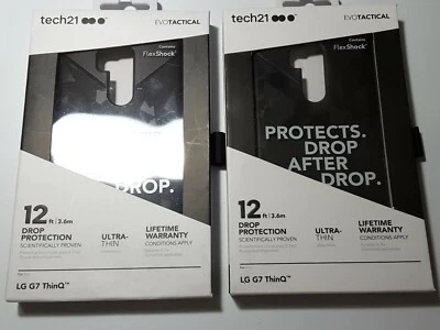2 CASES TOTAL Tech21 Evo Tactical FlexShock Drop Protection LG G7 ThinQ -Black   - Image 1 of 4