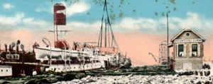 c1915 Elder Dempster Lines, muelle de Nueva Orleans, comercio de algodón, barco de vapor, genial - Imagen 1 de 3