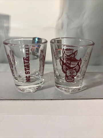 2 PACK North Carolina State University Wolfpack  Shot Glass NC State Wolf Pack Cover