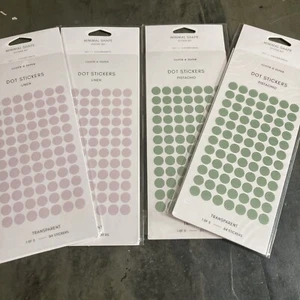 4 paquetes de pegatinas de tela y papel de forma mínima para puntos (lino, pistacho) - Imagen 1 de 4