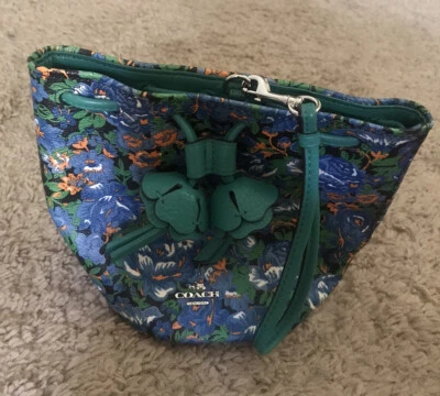 Bolso de Mano Muñequera de Diseñador Floral COACH Pequeño con Cordón ~ ¡Excelente! Foto 1 de 4