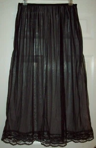 NEGRO TRANSPARENTE * 15 Denier * MEDIO DESLIZAMIENTO * DOBLADILLO DE ENCAJE * 32-54 Cintura XL * Longitud 40" - Imagen 1 de 2