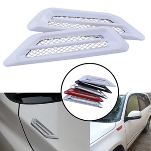 2x White Car Exterior Hood Air Flow Fender Side Vent Intake Decoration Sticker - Picture 1 of 6