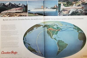 1960 Anzeige Canadian Pacific Flugzeug Schiff Zug Ephemera Druck Kunstwerbung - Bild 1 von 12