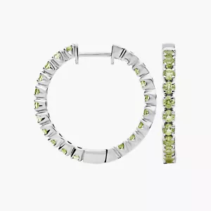 3.24 Ct Green Peridot Huggie Earrings 925 Solid Sterling Silver - Picture 1 of 3