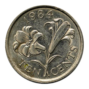 1984 Bermuda 10 Cents Coin, km17, Mintage 500,000 - Rare Coin 🇧🇲 - Picture 1 of 2