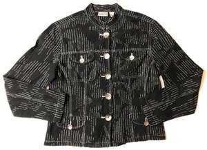 Chicos Langarmshirt mit Knopfleiste Größe 1 schwarz weiß - Bild 1 von 6