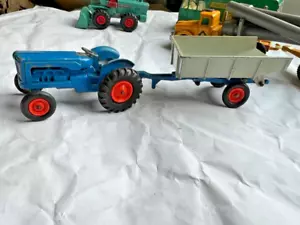 1960s Matchbox LESNEY KING SIZE 11 Fordson Tractor Trailer Orange Hubs K11 - Picture 1 of 4