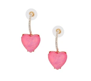 Pink Fuchsia Opal Heart Drop Gold Plated Half Hoop Earring Valentine Day Gifts - Picture 1 of 4