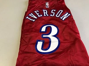 NWT MEN'S ALLEN IVERSON #3 RETRO PHILADELPHIA 76ERS RED CHAMPION JSY FREE SHIP - Picture 1 of 7