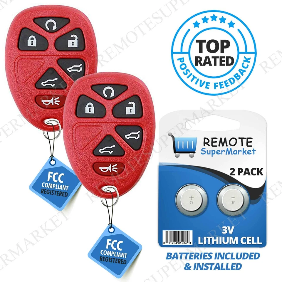Replacement for 2007-2014 Cadillac Escalade ESV EXT Remote Car Fob 6b Pair Red Foto 1 de 4