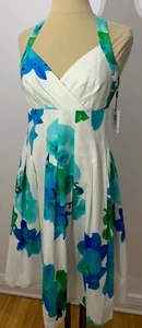 Calvin Klein Fit & Flare White Floral Print Sundress Dress CD5GHN59 NWT Sz 10 - Picture 1 of 3