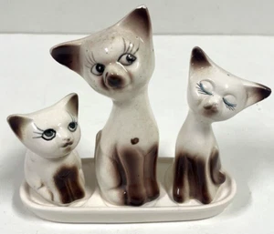 Juego de 4 figuras con soporte de palillo de dientes coctelera de sal y pimienta gato siamés vintage - Imagen 1 de 4