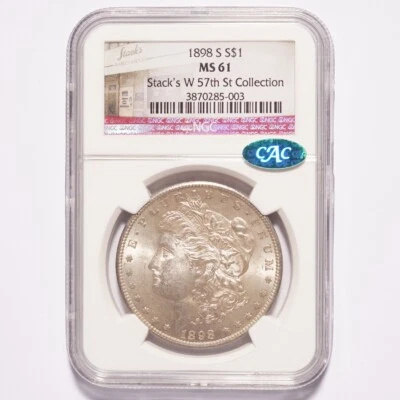 1898-S Morgan Silver Dollar NGC MS61 Stack's CAC - Image 1 of 2