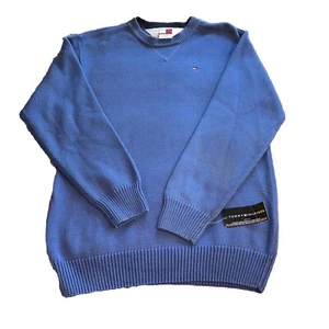 Tommy Hilfiger Sweater Boy’s Crew Neck Thermal Pullover Cotton Size Large Blue - Picture 1 of 8