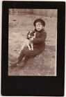 Circa 1890S Cabinet Card Cute Little Girl With Jack Russel Terrier Dog