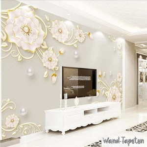 Fotomural no tejido papel pintado murales estampado en 3D flor de joyería estilo 3738 - Imagen 1 de 5