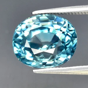 💎 5.98ct 9.8x8.3mm VVS Oval Natural Blue Zircon - Gentle Heat, Cambodia Gem - Picture 1 of 4