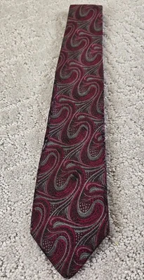 Corbata de seda italiana Carlo Palazzi cachemira gris borgoña elegante Foto 1 de 4