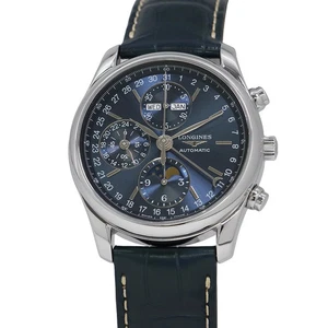 LONGINES WATCH MASTER COLLECTION CHRONOGRAPH MOON PHASE L2.673.4.92.0 BLUE MEN'S - Picture 1 of 17