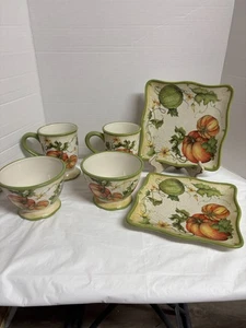 Certified International Pumpkin/Fall Place Setting for 2 Plates, Cups & Bowls - Picture 1 of 11