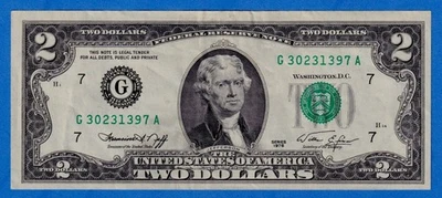 USA $2 1976 P-461 " G " CHICAGO IL Circulated Note G30231397A " Bicentennial " - Image 1 of 4