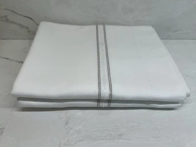 The Company Store PR/2 King Eqyptain Cotton Sateen Pillowcase White/Gray Stripe - Image 1 of 4