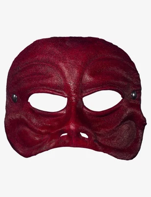Arlecchino Rosso In Pelle - Maschera Veneziana Originale Artigianale - Immagine 1 di 2