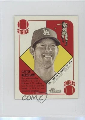 2015 Topps Heritage '51 Mini Black Back Clayton Kershaw #100 - Image 1 of 2