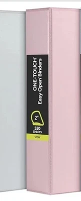Carpeta Oxford de 3 anillas, anillos en D de fácil apertura de un solo toque de 2 pulgadas, vista de 3 lados, rosa Foto 1 de 3