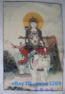 De colección Exquisito Tíbet Nepal Seda Bordada Dorado Guanyin Buda Thangka 0011 - Imagen 1 de 7