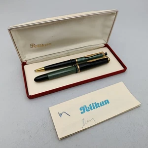 PELIKAN 400 NN Fountain Pen 14k DEF Two Holes Nib Rare & Pelikan 450 Vintage 50s - Picture 1 of 22