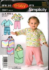 3941 Vintage Simplicity Sewing Pattern Girls Top Pants Blanket Wrap UNCUT Easy - Picture 1 of 2