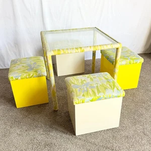 Boho Regency Yellow Blue and Green Dining/Card Table Set - 5 Pieces - Picture 1 of 9